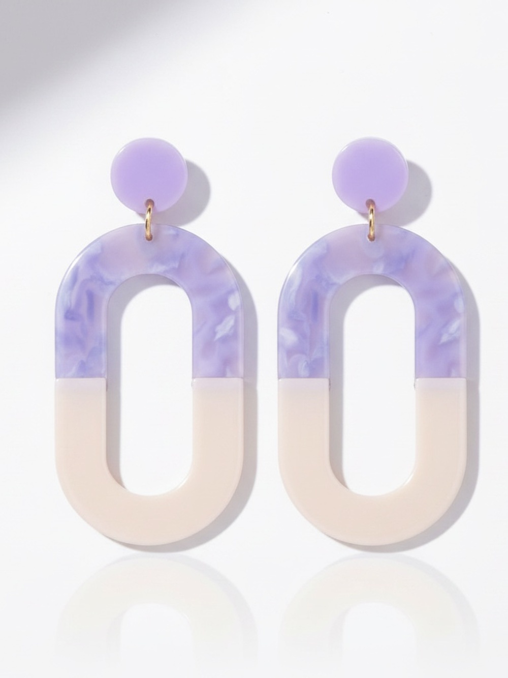 Womens Oval Purple Acrylic Hoop Earrings